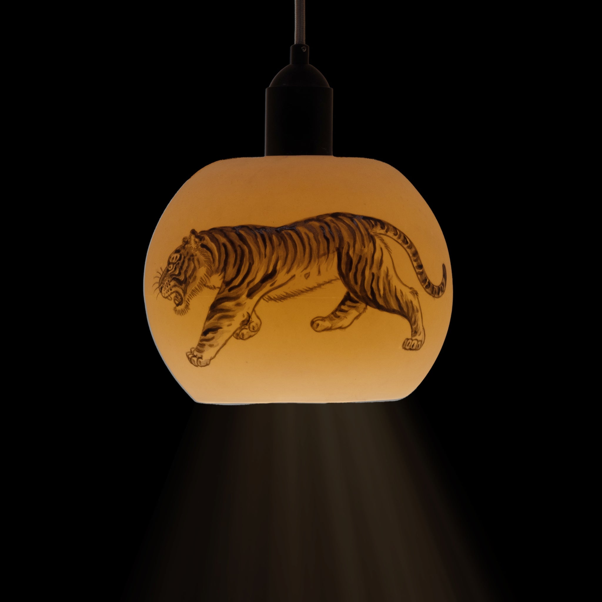Painted Tiger Translucent Porcelain Light