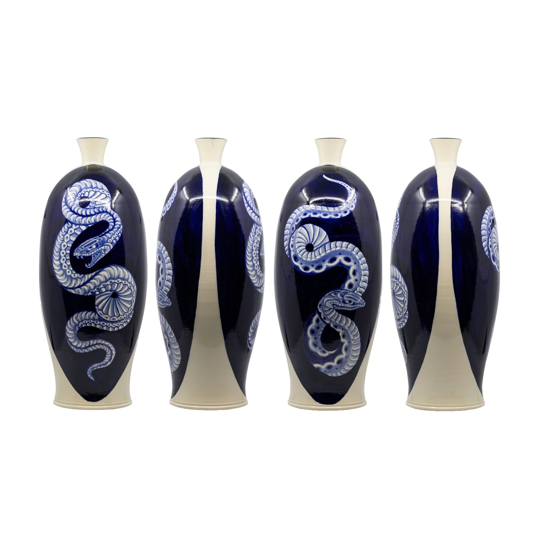 Indigo Adder Porcelain Vase